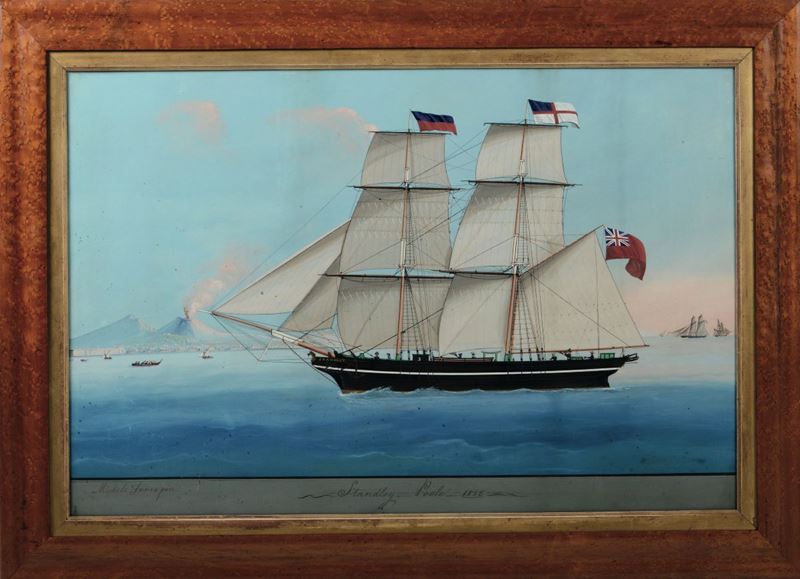 Michele Funno (attivo 1830-1865) Ritratto del veliero Stanley Poole in navigazione, 1885  - Asta Arte Marinara e Strumenti Scientifici - II - Cambi Casa d'Aste
