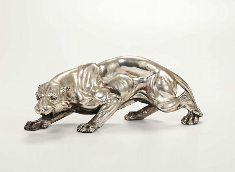 Pantera in metallo argentato, XX secolo  - Auction Fine Art - I - Cambi Casa d'Aste