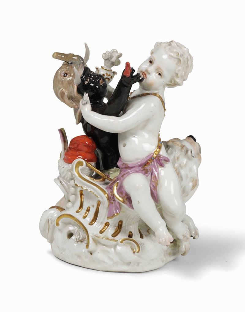 Gruppo allegorico raffigurante l’Asia e l’Africa Meissen, 1755 circa Modello di Friedrich Elias Meyer (1723-1785), 1749  - Asta Maioliche e Porcellane - II - Cambi Casa d'Aste