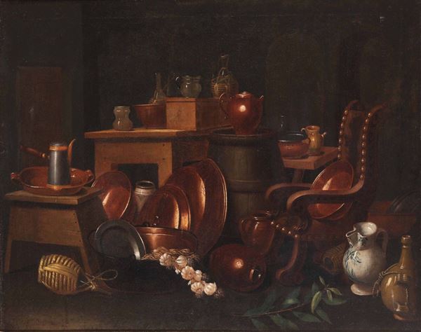 Gian Domenico Valentino (Roma 1639-Imola 1715) Interno di cucina