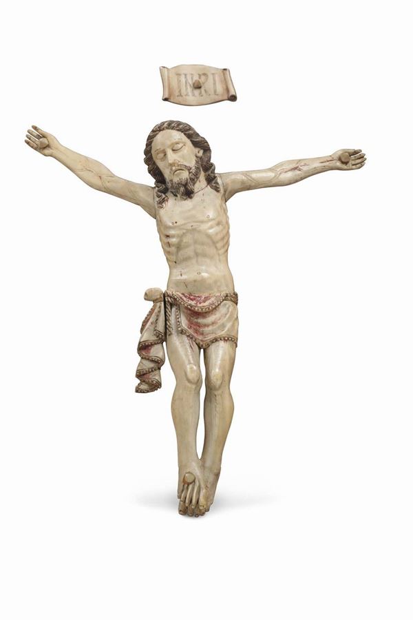 A Corpus Christi in ivory with traces of polychromy. Indo-portuguese, Goa, 17th century