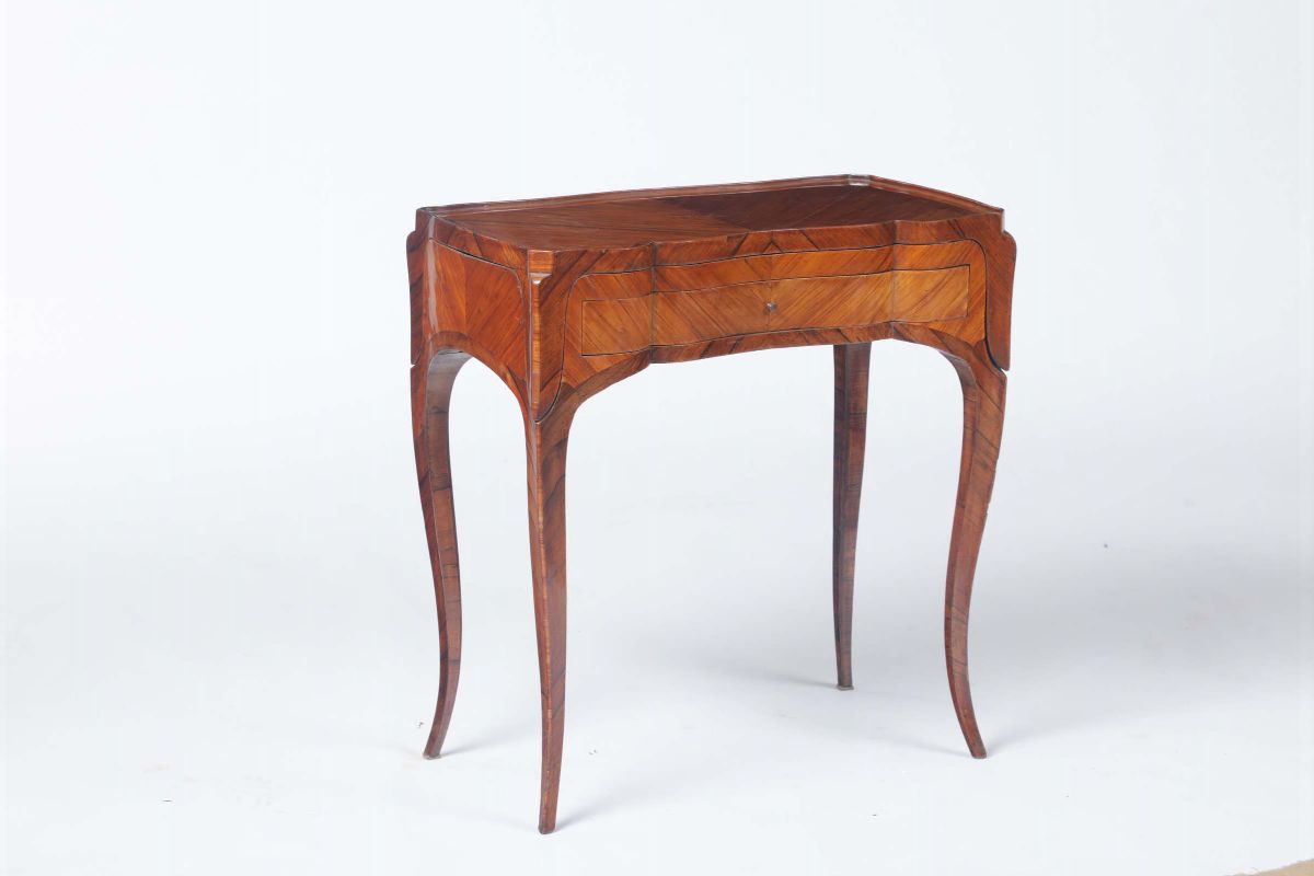 Table D’accoucheé Intarsiato in Bois De Rose, Francia, Fine XVIII Secolo