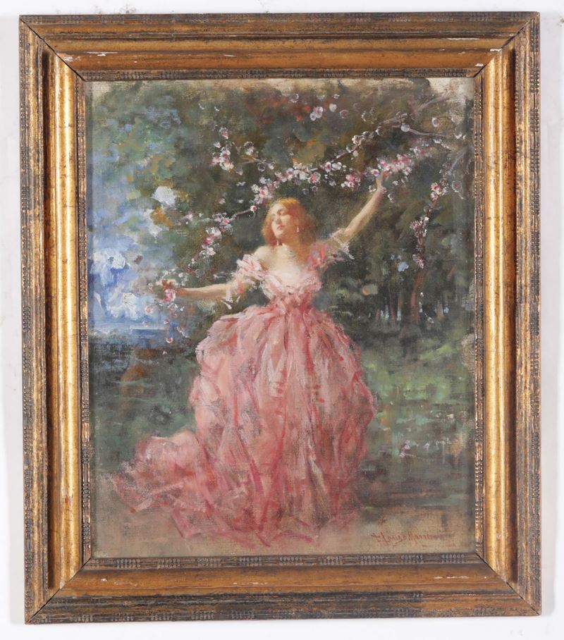 Francesco Longo Mancini : Fanciulla nel giardino  - Auction 19th Century Paintings - Cambi Casa d'Aste