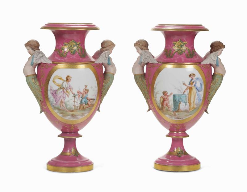 Coppia di vasi Francia, fine del XIX secolo  - Auction Majolica and Porcelains - II - Cambi Casa d'Aste