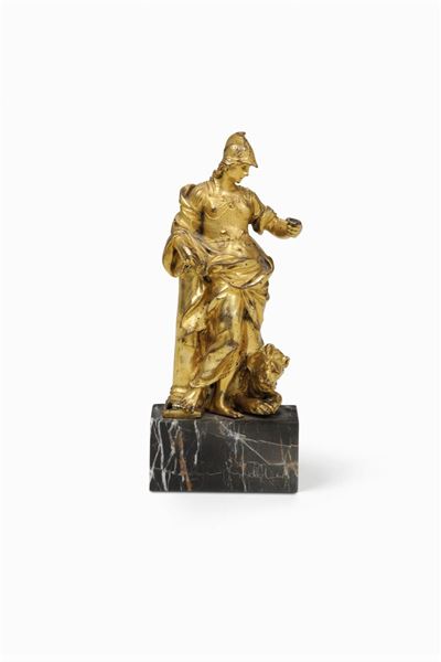 Allegoria della Forza Bronzo Fuso,cesellato e Dorato Base in Marmo (non Coeva) Fonditore Barocco ...