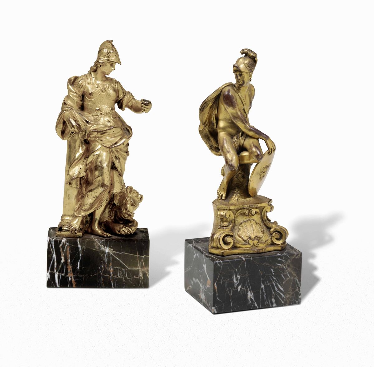 Angelo Bronzo Fuso,cesellato e Dorato Base in Marmo (non Coeva) Fonditore Barocco Romano del XVII...