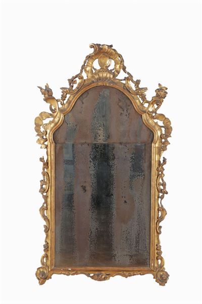 Specchiera in Legno Intagliato, Traforato e Dorato, Veneto Fine XVIII Secolo