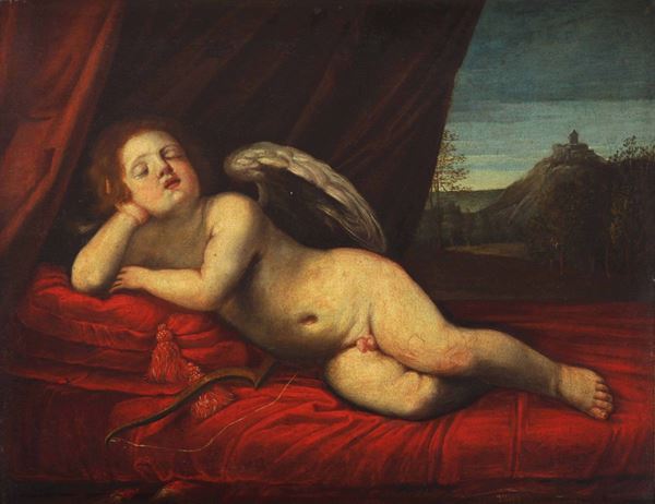 Scuola emiliana della fine del XVII secolo Cupido dormiente