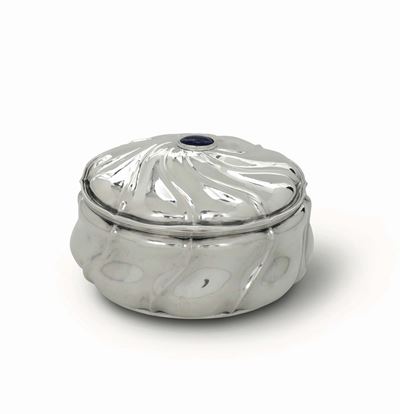 Scatola in Argento Bucellati con Coperchio Incernierato Centrato da Castone con Lapislazzulo Cabo...
