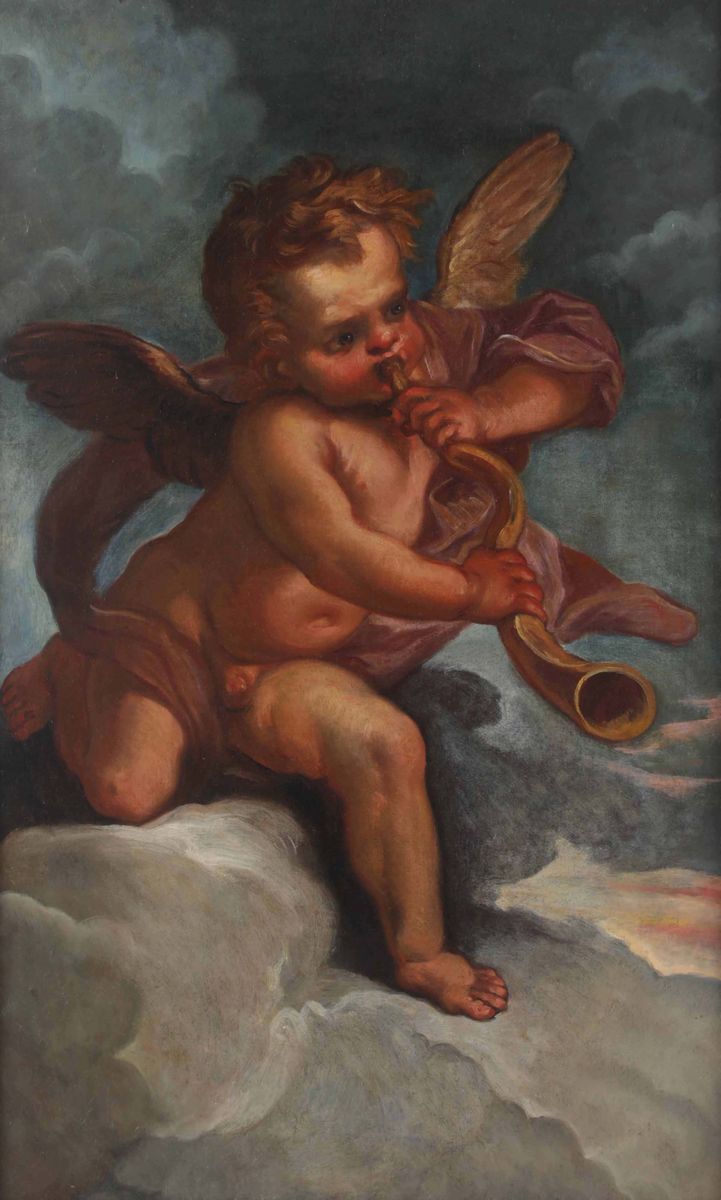 Scuola Piemontese della Fine del XVIII Secolocoppia di Dipinti Raffiguranti Putti