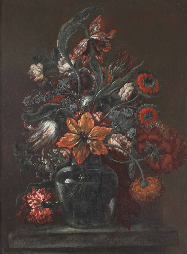 Scuola italiana del XVIII secolo Natura morta con vaso di fiori