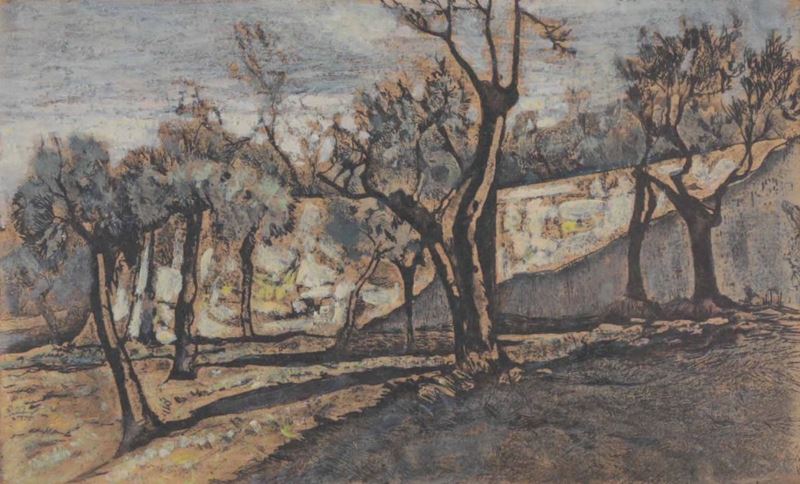 Gino Romiti (Livorno 1881-1967) Oliveto  - Auction 19th and 20th Century Paintings - Cambi Casa d'Aste