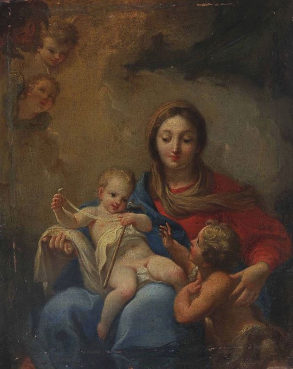 Scuola veneta del XVIII secolo Madonna con Bambino e S. Giovannino