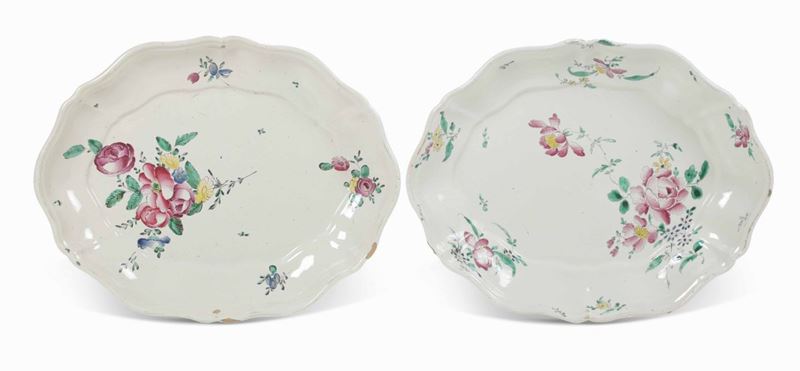 Due piatti ovali Lodi, Manifattura di Antonio Ferretti, 1770-1790  - Auction Majolica and Porcelains - II - Cambi Casa d'Aste