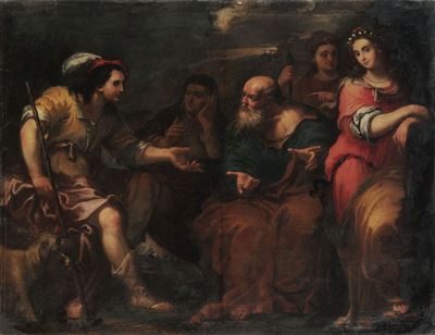 Stefano Magnasco (genova 1635-1674)labano, Rachele e Lia Accolgono Giacobbe