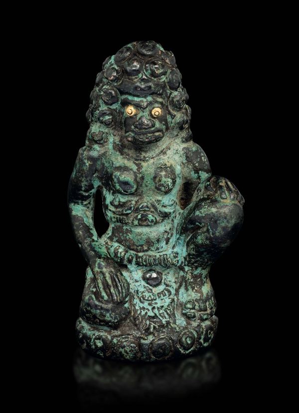 A bronze figure of a deity with gold eyes, Northern India, Pala period (11th-12th century)