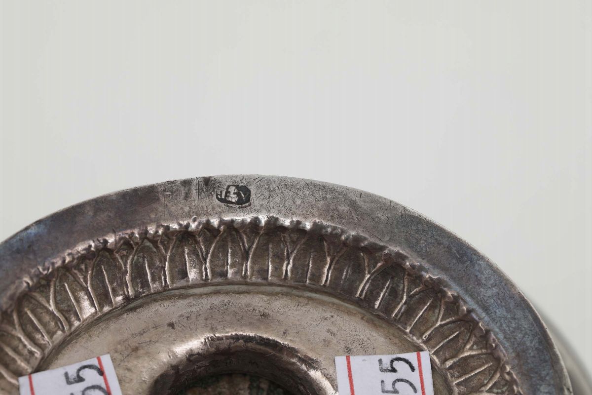 Piccola Zuccheriera in Argento Sbalzato e Cesellato, Genova XIX Secolo