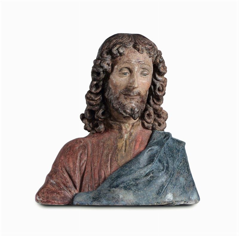A polychrome stucco bust depicting Christ the Redentor, Andrea di Pietro di Marco Ferrucci (1465-1526), attribuited to  - Auction Sculpture and Works of Art - Cambi Casa d'Aste