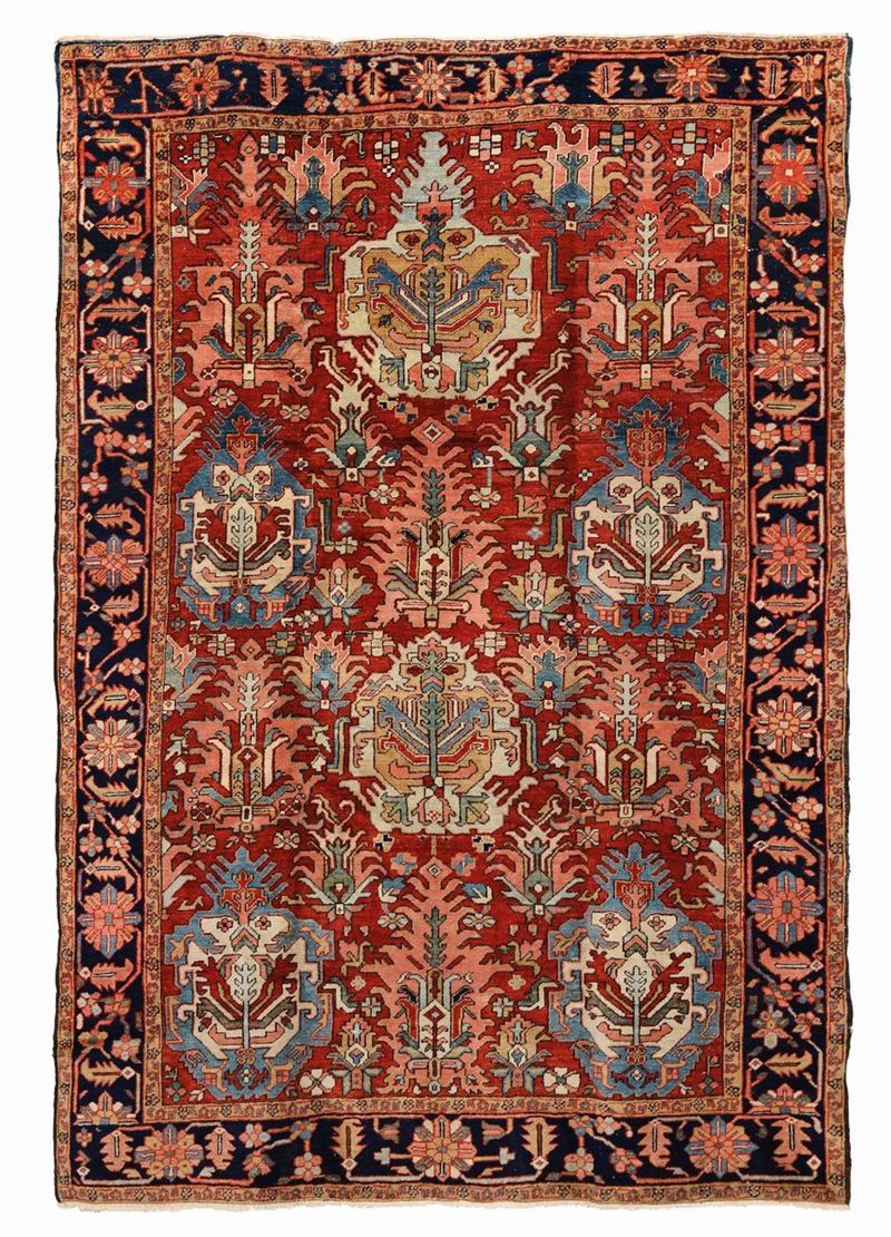 Particolare tappeto nord ovest Persia Heritz fine XIX secolo  - Asta Tappeti Antichi - Cambi Casa d'Aste