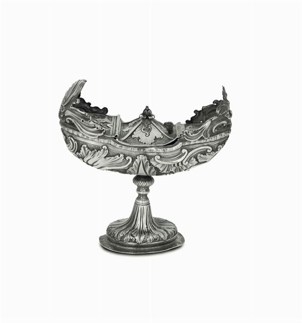 An incense boat in molten, embossed and chiselled silver, Genoa 1771
