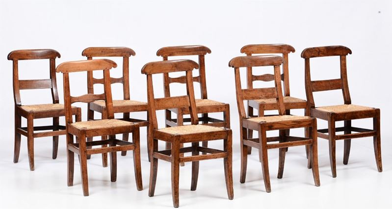 Otto sedie Piemontesine in legno  - Auction Fine Art Timed Auction - V - Cambi Casa d'Aste
