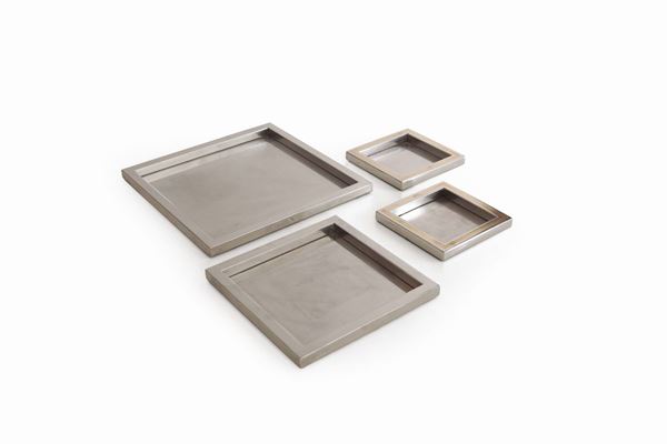 Willy Rizzo, a set of steel trays. Elsa Martinelli and Willy Rizzo collection. Italy, 1968