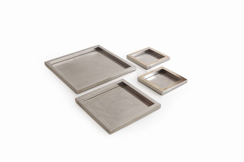 Willy Rizzo, a set of steel trays. Elsa Martinelli and Willy Rizzo collection. Italy, 1968  - Auction Fine Design - Cambi Casa d'Aste