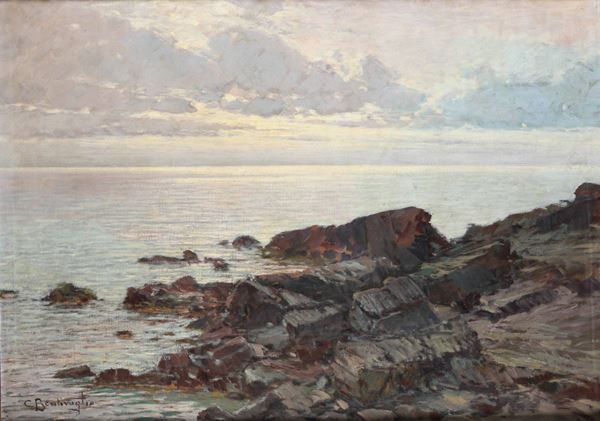Cesare Bentivoglio (Genova 1868-1952) Veduta costiera