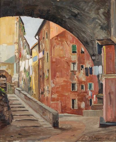 Giovanni Battista Semino (1912-1987)scorcio di Paese, 1967