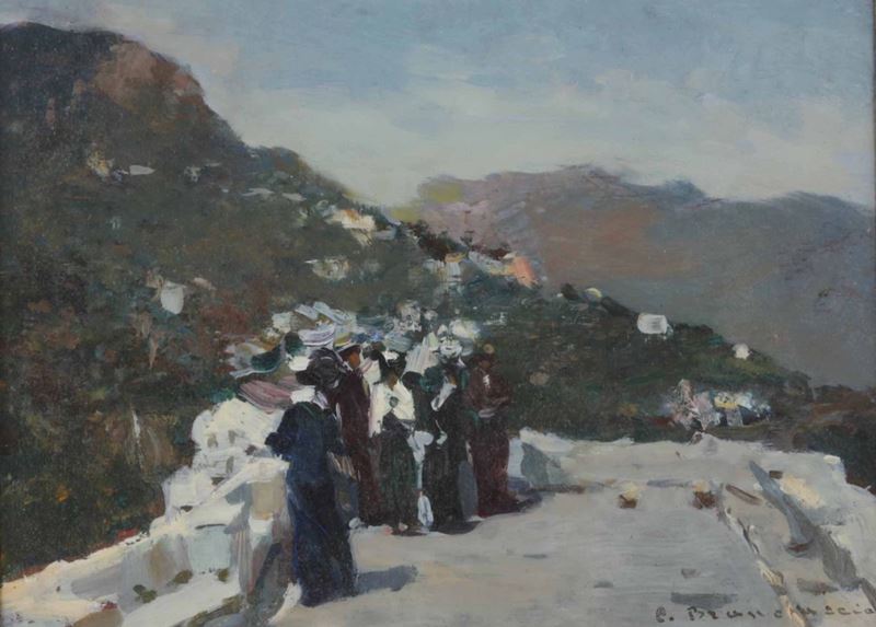 Carlo Brancaccio (Napoli 1861-1920) La gita  - Asta Dipinti del XIX e XX secolo - Cambi Casa d'Aste