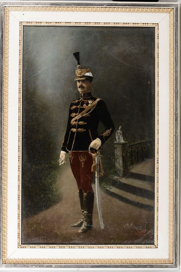 Pittore del XX secolo Ritratto di ufficiale superiore della cavalleria austriaca