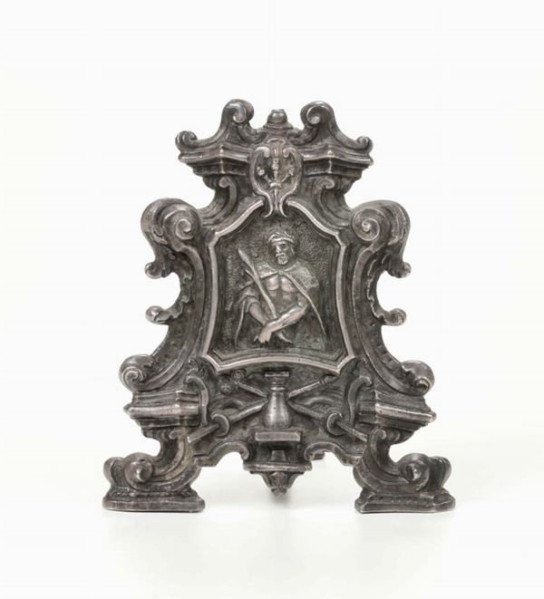 Pace in fusione di bronzo a cera persa argentata a fuoco, Bologna, XVII secolo