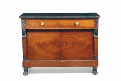 Credenza a Due Ante Lastronata in Stile Retour D'egypte, XIX Secolo