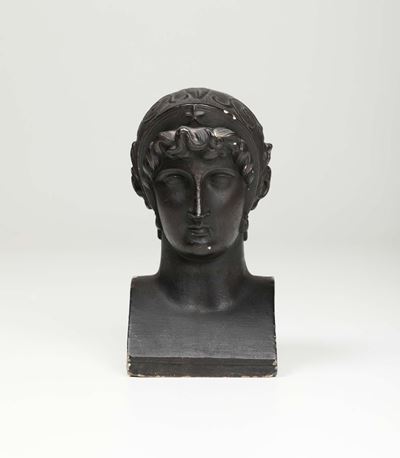 Busto Femminile in Gesso a Patina Scura, XX Secolo
