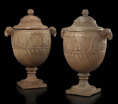 Coppia Vasi in Terracotta con Coperchio, XIX-XX Secolo