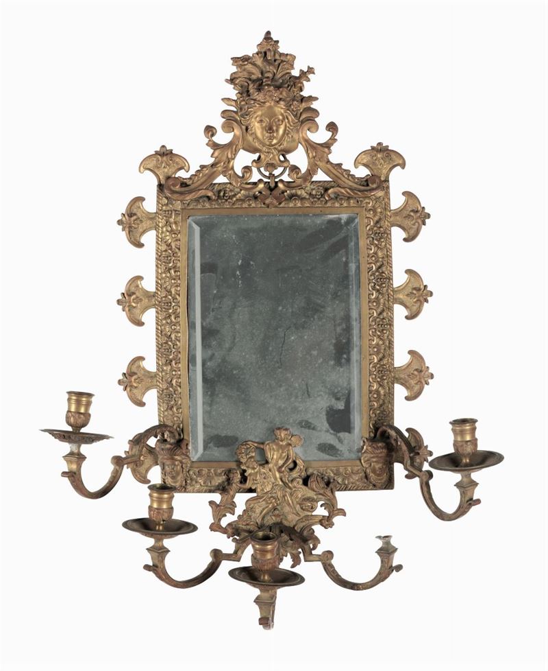 Coppia di appliques a cinque luci in bronzo dorato, XIX secolo  - Auction Fine Art - I - Cambi Casa d'Aste