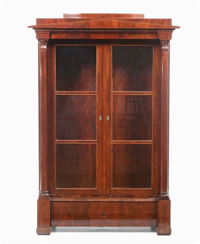 Vetrina a Due Ante in Legno Lastronato, XIX-XX Secolo