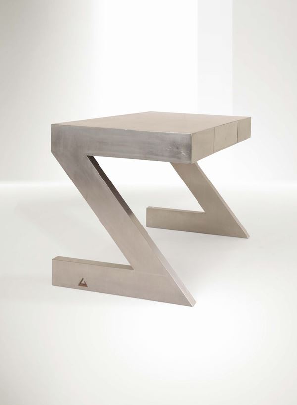 Gabriella Crespi, a Z writing desk with a wooden structure and steel lining. First version. Original  [..]