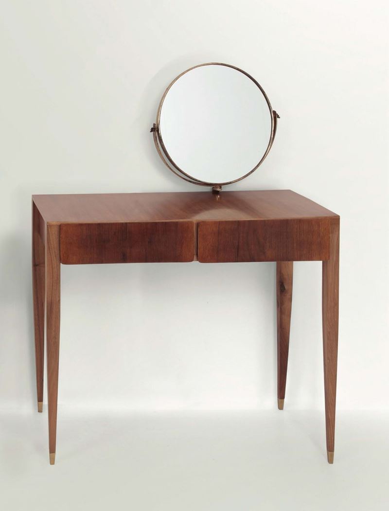 Gio Ponti, a vanity table with tilting mirror. Brass tips. Original design for the Hotel Royal in Naples. Italy, 1950 ca.  - Auction Fine Design - Cambi Casa d'Aste