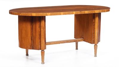 Scrivania e Mobile Vetrina in Legno Lastronato, XX Secolo