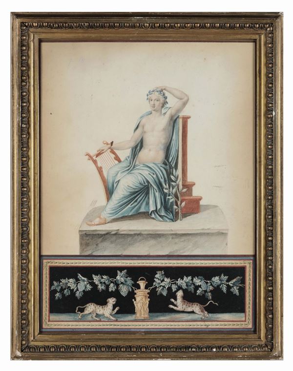 Pittore del XVIII-XIX secolo Figure classiche con cetra