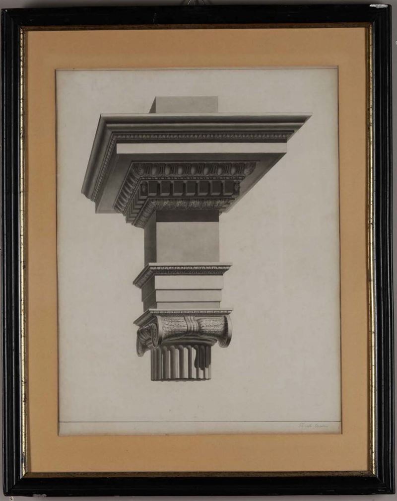 Disegno neoclassico a carattere architettonico firmato Gioachino Fornello  - Auction Paintings - Cambi Casa d'Aste