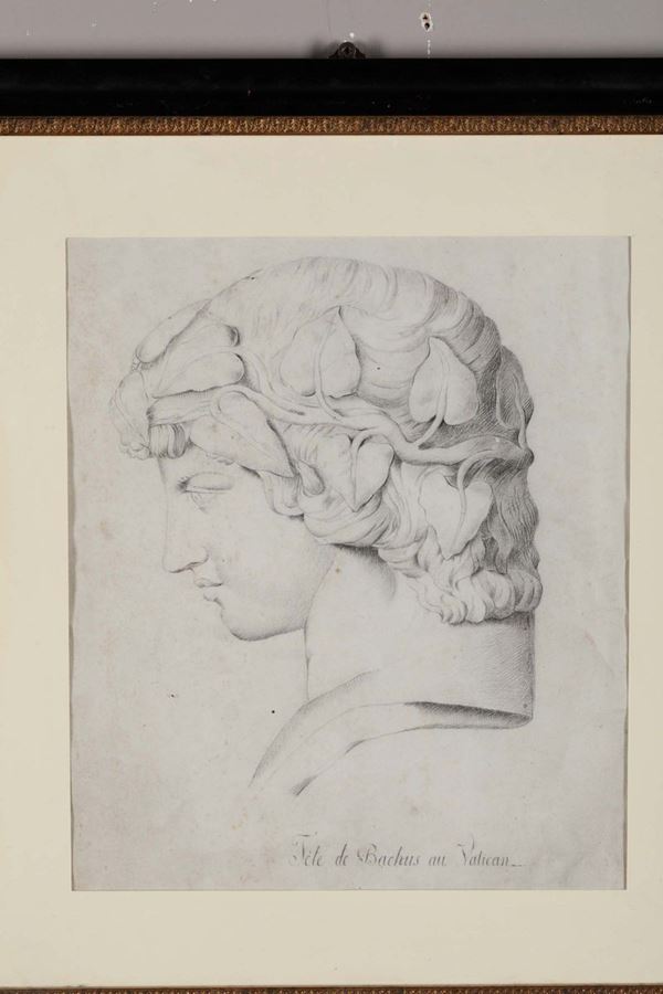 Disegno raffigurante testa di Bacco, XIX secolo
