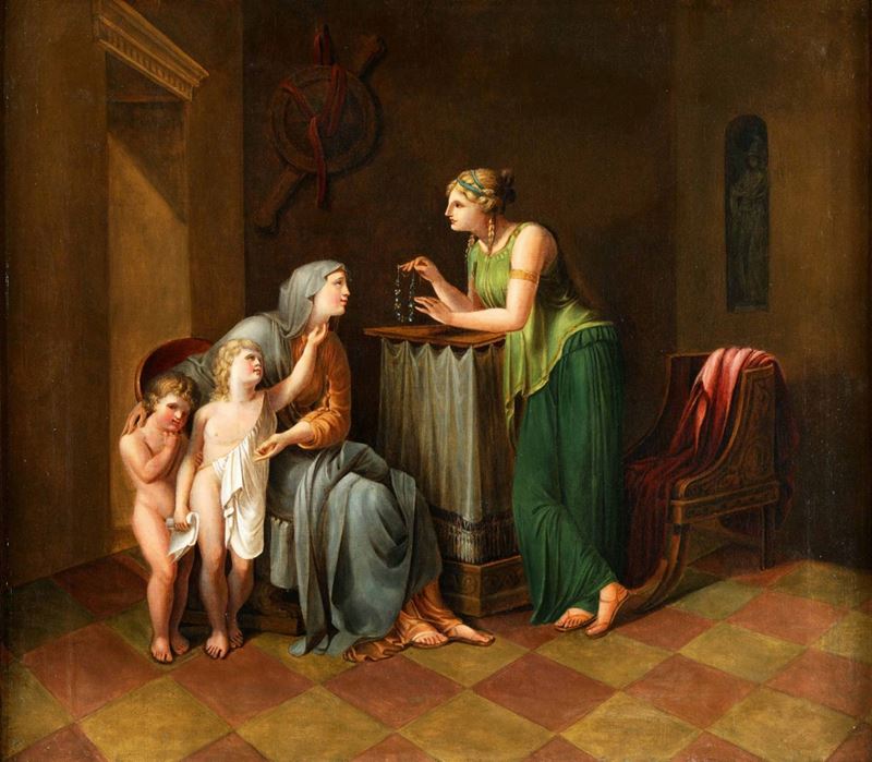 Philipp Friedrich Hetsch (1758 - 1838) Cornelia madre dei Gracchi mostra i suoi due figli  - Asta Dipinti Antichi - Cambi Casa d'Aste