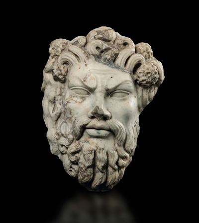 Testa Maschile in Marmo Bianco, Scultore del XIX-XX Secolo