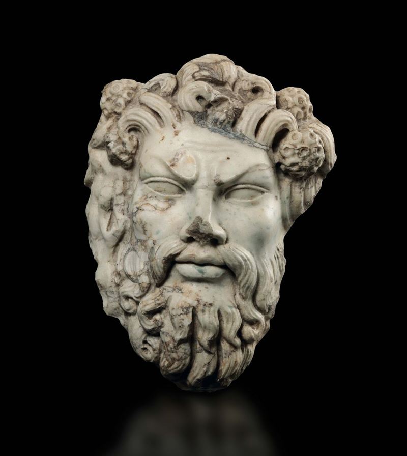 Testa maschile in marmo bianco, scultore del XIX-XX secolo  - Asta Importanti Opere e Arredi - Cambi Casa d'Aste