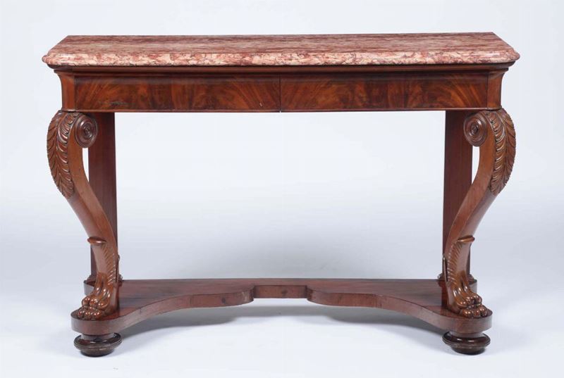 Consolle Carlo X in legno intagliato, XIX secolo  - Auction Fine Art - I - Cambi Casa d'Aste