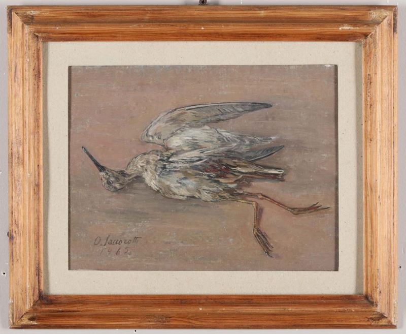 Oscar Saccorotti (1898 - 1986) uccellino morto  - Asta Arredi, Dipinti e Oggetti d'Arte - Cambi Casa d'Aste