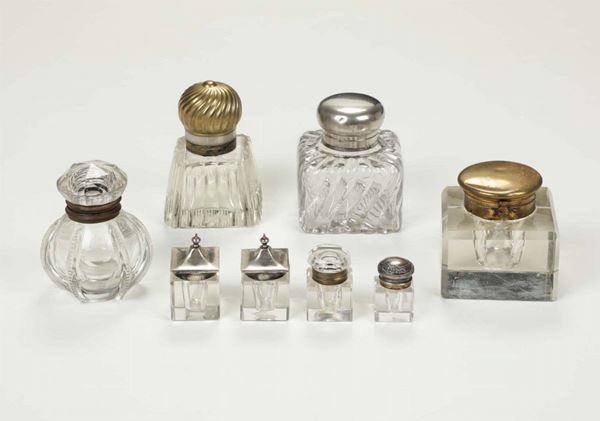 Lotto di ampolle da calamaio in cristallo, XIX-XX secolo