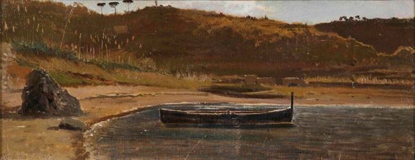 Federico Rossano (1835-1912) Paesaggio Fluviale